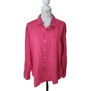 Toscano Firenze Shirt Casual Button Down Linen Pink Long Sleeve Men's XXL